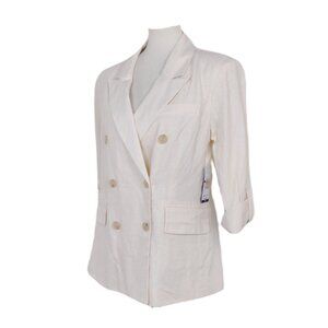 Sophia Vergara Ivory Linen Blend Double Breasted Blazer M